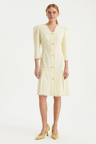 Vestido direito Creme - Bege-claro