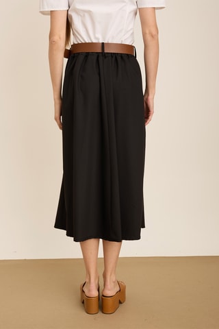 Jupe midi plissée taille haute - Noir