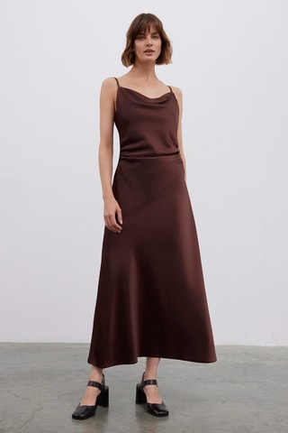 Vestido midi sem mangas - Castanho