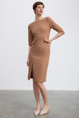Vestido midi - Camel
