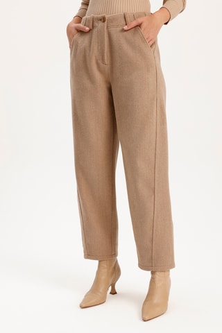 Pantalon carotte taille haute  - Gris