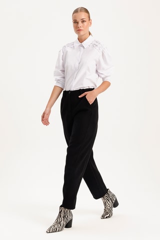 Pantalon carotte taille haute  - Noir