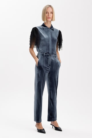 Pantalon droit en velours  - Gris