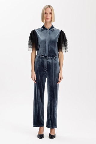 Pantalon droit en velours  - Gris