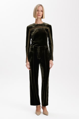 Pantalon droit en velours  - Vert