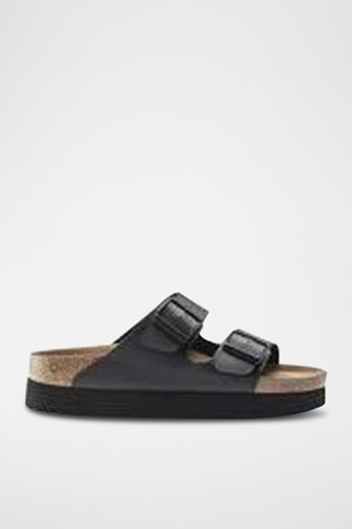 Leren Platform Muiltjes Arizona - Zwart - Smal