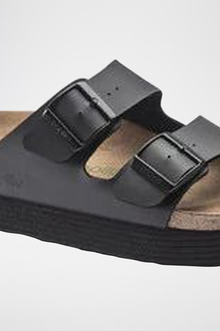 Leren Platform Muiltjes Arizona - Zwart - Smal