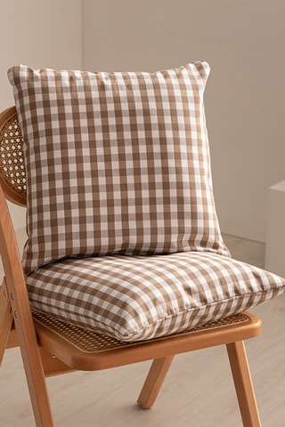 2 Sierkussenslopen Vichy - Taupe - 45 x 45 cm - Bruin