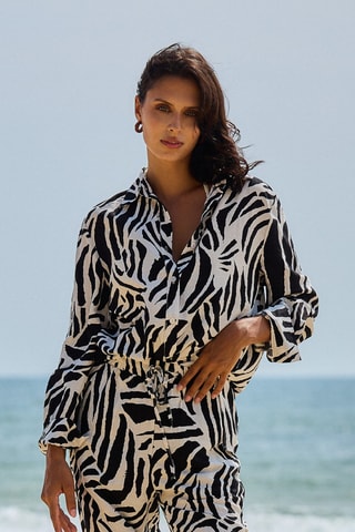 Camisa y pantalón de playa - Negro y blanco