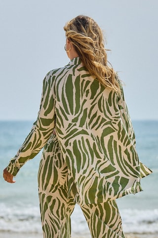 Camisa y pantalón de playa - Verde claro y blanco