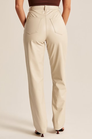Pantalon straight taille haute - Crème