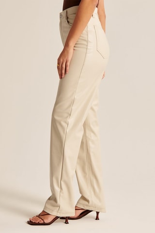 Pantalon straight taille haute - Crème