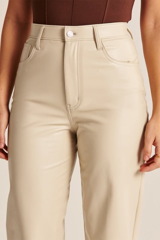 Pantalon straight taille haute - Crème