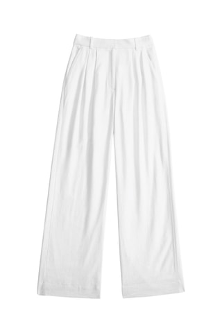 Pantalon wide legs taille haute en lin - Blanc
