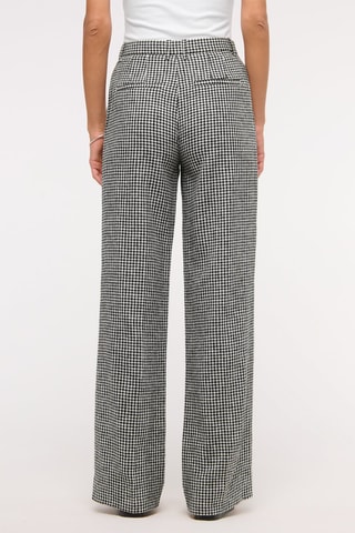 Pantalon wide legs taille haute en lin - Noir et blanc