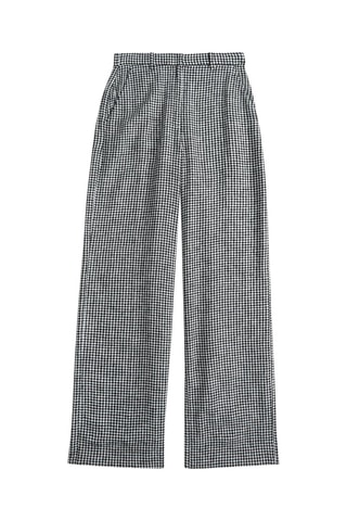 Pantalon wide legs taille haute en lin - Noir et blanc