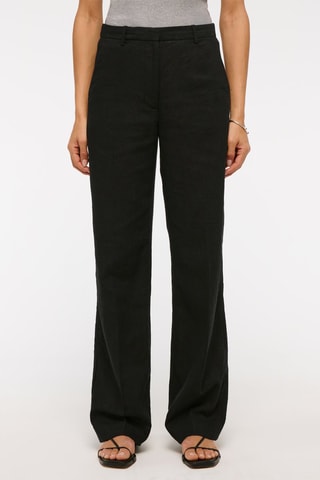 Pantalon wide legs taille haute en lin - Noir