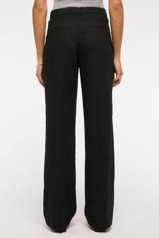 Pantalon wide legs taille haute en lin - Noir
