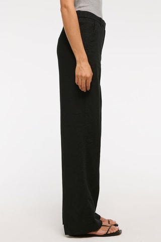 Pantalon wide legs taille haute en lin - Noir