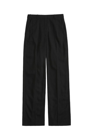 Pantalon wide legs taille haute en lin - Noir