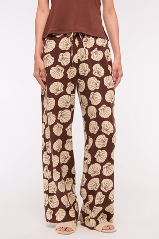 Pantalon wide legs en lin - Marron