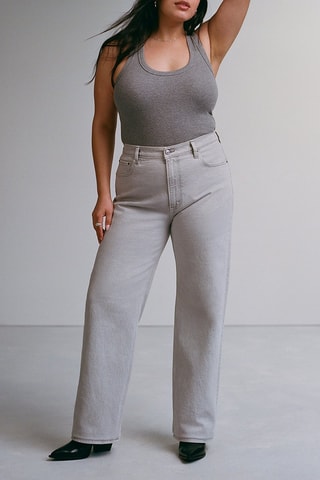 Jean relaxed taille haute - Gris clair