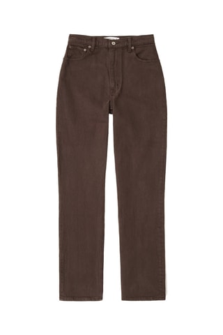 Jean straight taille haute - Marron foncé