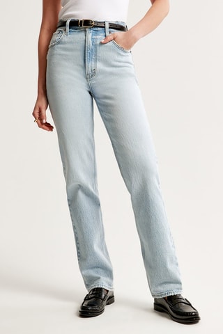 Jean straight taille haute - Ciel
