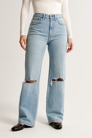Jean relaxed taille haute - Ciel