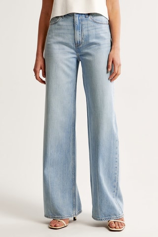 Jean wide legs taille haute - Ciel