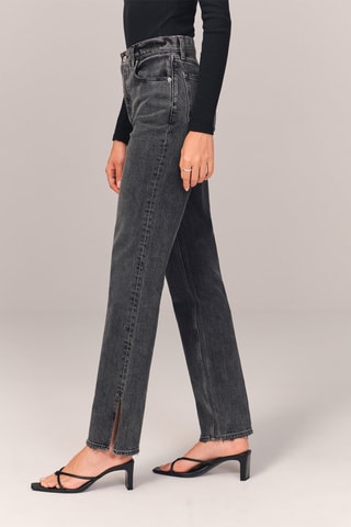 Jean droit taille haute - Gris