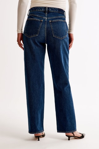 Jean straight taille haute - Bleu foncé