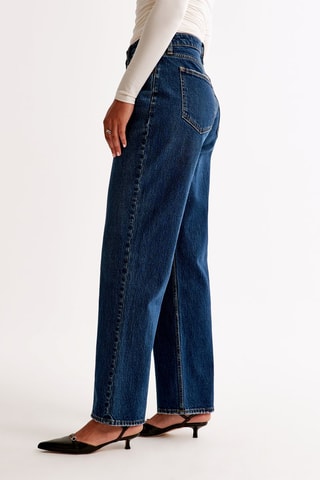 Jean straight taille haute - Bleu foncé