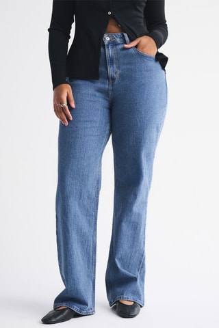 Jean relaxed legs taille haute - Bleu marine