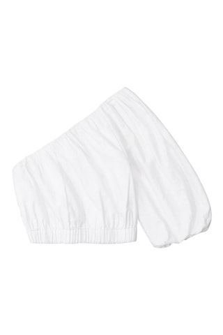 Crop top asymétrique en lin - Blanc