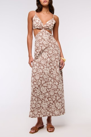 Robe midi en lin - Marron