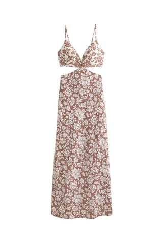 Robe midi en lin - Marron