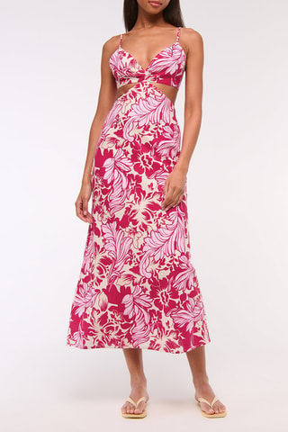 Robe midi en lin - Rose