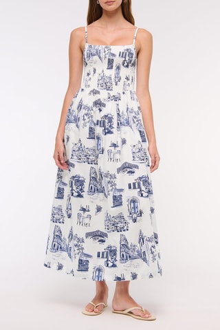 Robe midi - Blanc et bleu
