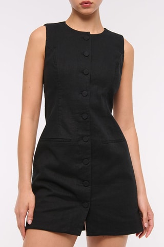 Robe chemise en lin - Noir