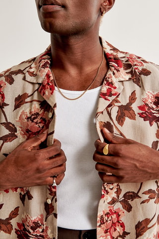 Chemise en lin - Taupe et rose