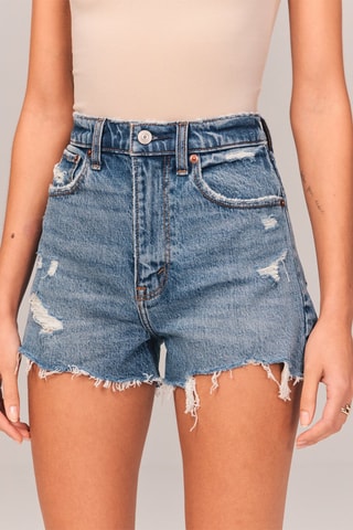 Short en jean taille haute - Bleu