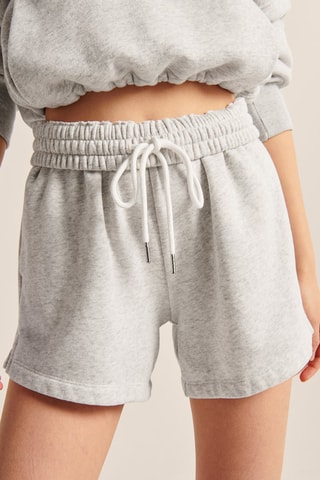 Short polaire taille haute - Gris clair chiné