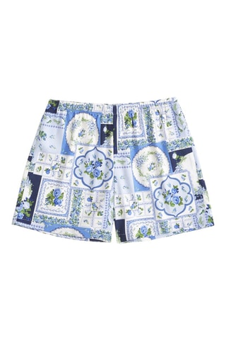 Short taille haute - Bleu et blanc