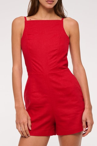 Combishort en lin - Rouge