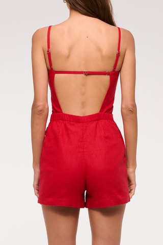 Combishort en lin - Rouge