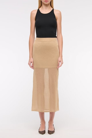 Jupe droite taille haute - Beige