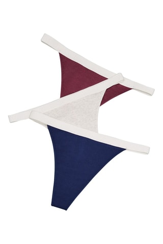 3 perizomi - Navy, grigio chiaro melange e bordeaux