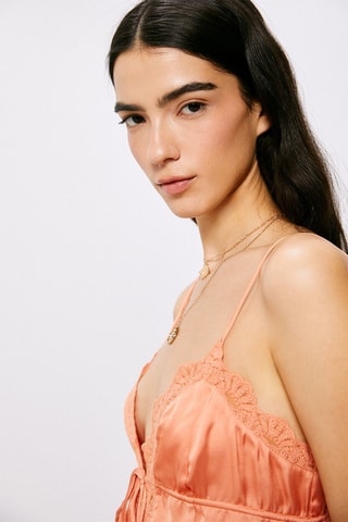 Crop top bimateriale - Salmone