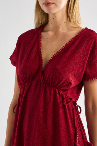 Abito a campana in sangallo - Rosso